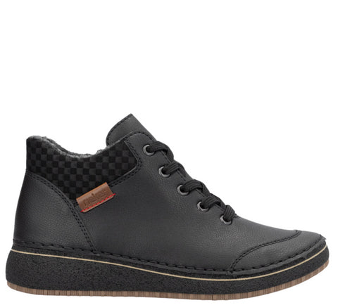 Ghete sport, dama, RIEKER, ANTISTRESS, 50902-00 negru, piele naturala