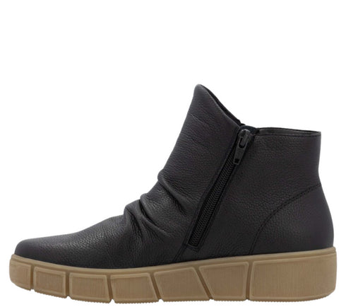 Ghete casual, dama, REMONTE, D1T73-00 negru, piele naturala