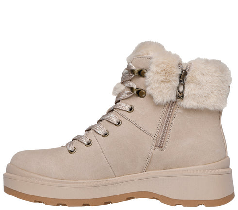 Ghete sport, dama, SKECHERS PARK CITY 168087-NAT crem, piele ecologica