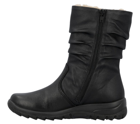 Ghete casual, dama, RIEKER, ANTISTRESS, TEX Z7171-02 negru, piele naturala