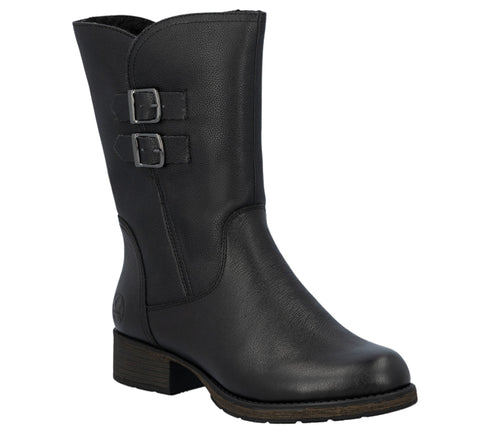 Ghete casual, dama, RIEKER, Z9571-00 negru, piele naturala