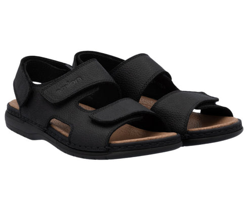 Sandale casual, barbati, RIEKER, ANTISTRESS, 25558-01 negru, piele naturala