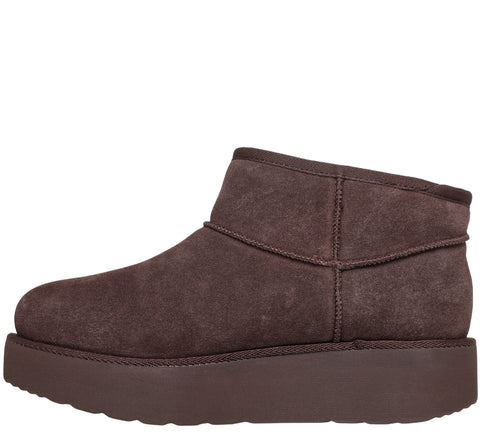 Ghete sport, dama, SKECHERS KEEP COZY 169143-CHOC, piele intoarsa