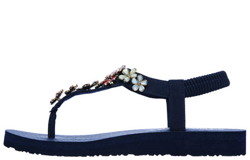 Slapi, dama, SKECHERS MEDITATION GLASS DAISY, 32922-NVMT bleumarin, textil