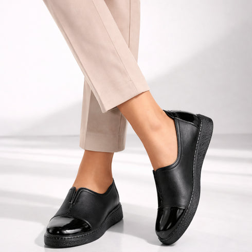 Pantofi casual, dama, ADA SHOES, 2255H12 negru, piele naturala