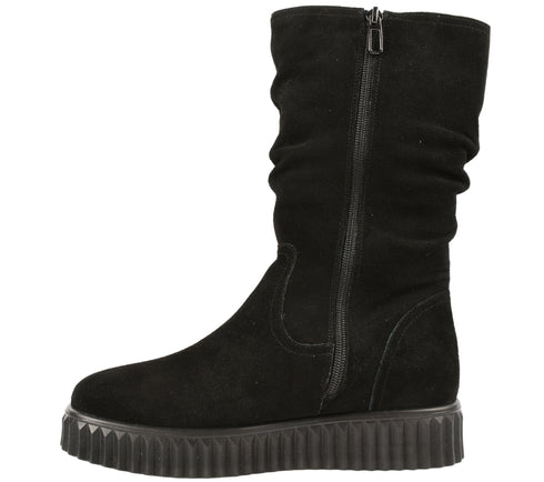 Ghete casual, dama, FORMAZIONE, 3906H01 negru, piele intoarsa