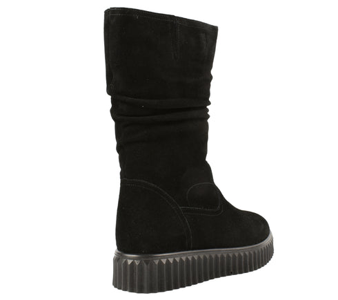 Ghete casual, dama, FORMAZIONE, 3906H01 negru, piele intoarsa