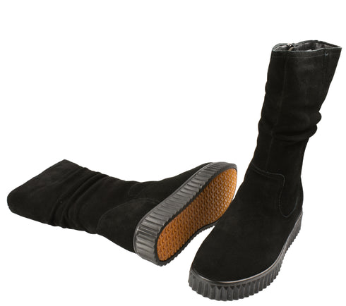 Ghete casual, dama, FORMAZIONE, 3906H01 negru, piele intoarsa