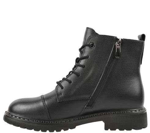 Ghete casual, dama, BERLINER, 3918Q01 negru, piele naturala