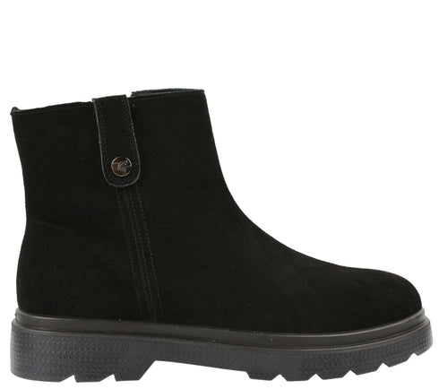 Ghete casual, dama, STEPHANO, 3938H09 negru, piele intoarsa