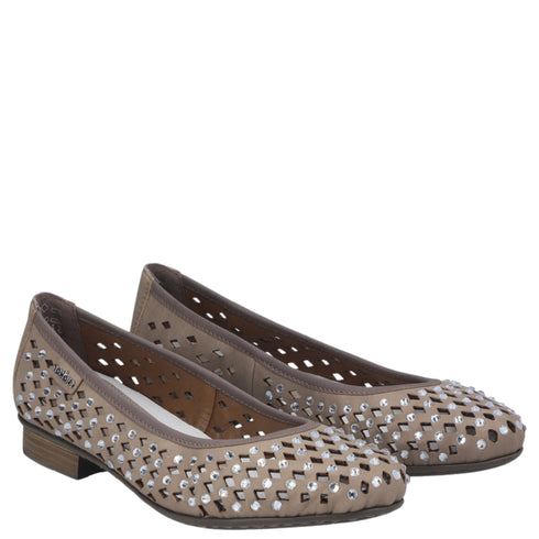 Balerini dama, RIEKER ANTISTRESS, 51985-64 bej, piele ecologica