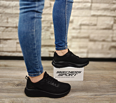 Pantofi sport, dama, SKECHERS BOB'S SQUAD CHAOS-FACE OFF, 117209-BBK negru, textil