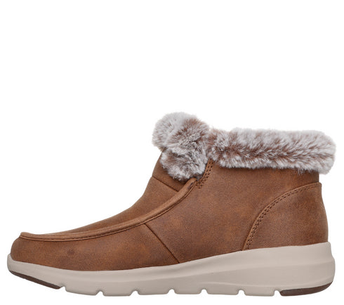 Ghete sport, dama, SKECHERS GLACIAL ULTRA - COZY GETAWAY 144221-CSNT maro, piele ecologica