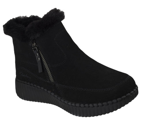 Ghete sport, dama, SKECHERS WILSHIRE BLVD - FRESH ZIP 168108-BBK negru, piele intoarsa