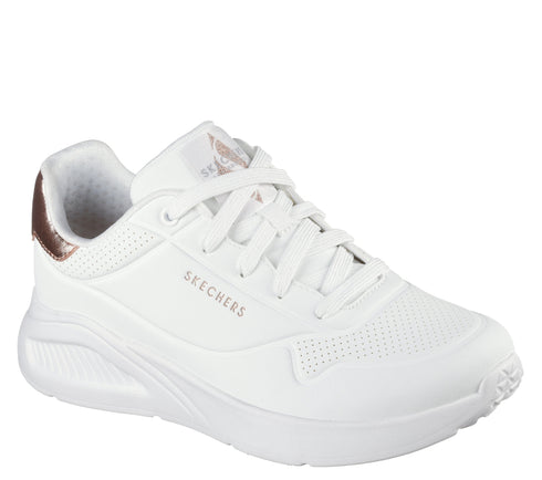 Pantofi sport, dama, SKECHERS UNO LITE - SHIMMER ALONG 177291-WHT alb, piele ecologica