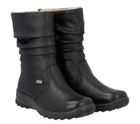 Ghete casual, dama, RIEKER, ANTISTRESS, TEX Z7171-02 negru, piele naturala