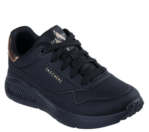 Pantofi sport, dama, SKECHERS UNO LITE - SHIMMER ALONG 177291-BBK negru, piele ecologica