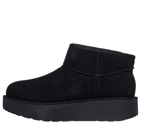 Ghete sport, dama, SKECHERS KEEP COZY 169143-BBK, piele intoarsa