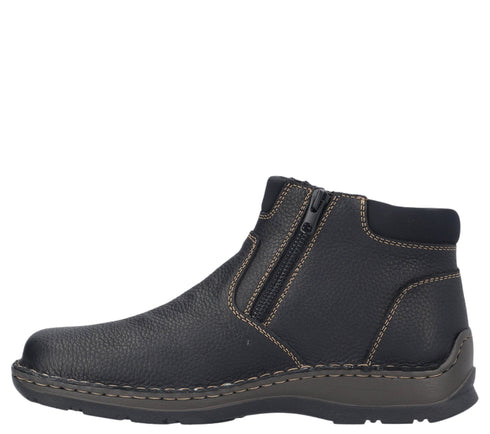 Ghete casual, barbati, RIEKER, 05362-00 negru, piele naturala