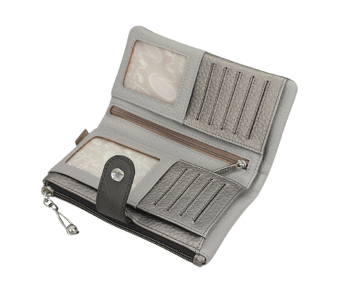 Portofel casual, dama, ANEKKE 42809-907, gri, piele ecologica