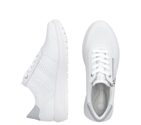 Pantofi sport, dama, REMONTE MEMOSOFT, D2V03-80, alb, piele naturala