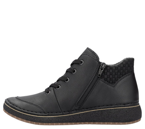 Ghete sport, dama, RIEKER, ANTISTRESS, 50902-00 negru, piele naturala