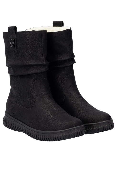 Ghete casual, dama, RIEKER, ANTISTRESS, 74283-00 negru, piele ecologica