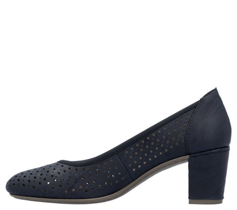 Pantofi casual, dama, RIEKER, 41057-14, albastru, piele naturala