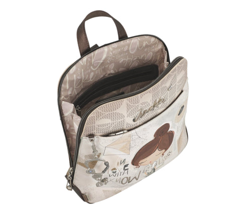Rucsac casual, dama, ANEKKE 42805-055, bej, piele ecologica