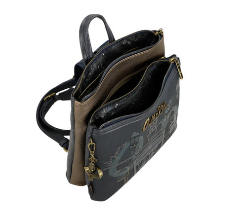 Rucsac casual, dama, ANEKKE 41855-233, bleumarin, piele ecologica