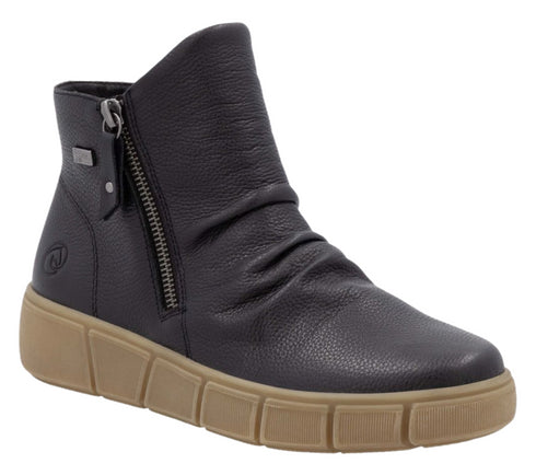 Ghete casual, dama, REMONTE, D1T73-00 negru, piele naturala