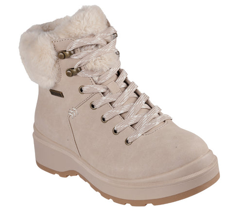 Ghete sport, dama, SKECHERS PARK CITY 168087-NAT crem, piele ecologica