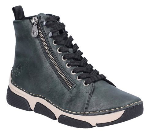 Ghete casual, dama, RIEKER, ANTISTRESS, 45920-54 verde, piele ecologica