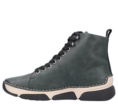 Ghete casual, dama, RIEKER, ANTISTRESS, 45920-54 verde, piele ecologica