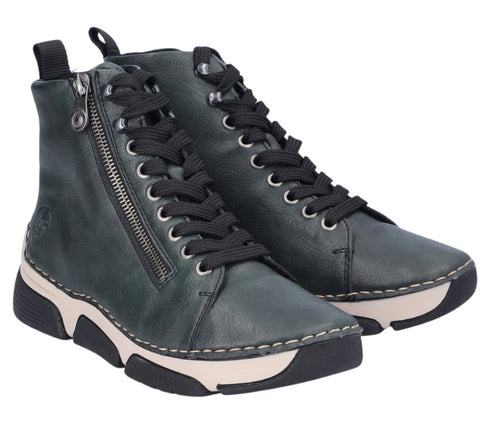 Ghete casual, dama, RIEKER, ANTISTRESS, 45920-54 verde, piele ecologica