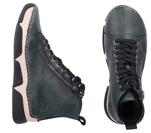 Ghete casual, dama, RIEKER, ANTISTRESS, 45920-54 verde, piele ecologica