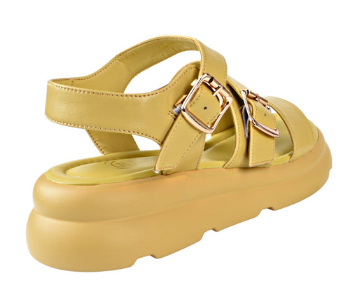 Sandale casual, dama, FORMAZIONE, 5022-2 galben, piele naturala