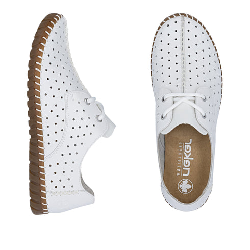Pantofi sport, dama, RIEKER ANTISTRESS, M2801-80 alb, piele naturala