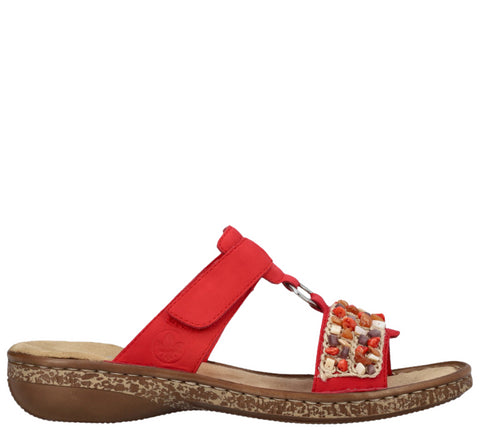 Papuci casual, dama, RIEKER ANTISTRESS, 62815-33 rosu, piele ecologica