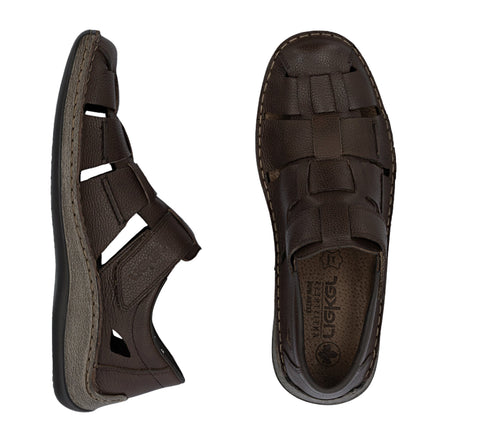 Pantofi casual, barbati, RIEKER, ANTISTRESS, 05281-25 maro, piele naturala