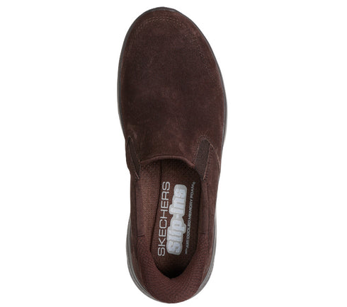 Pantofi sport, dama, SKECHERS GO WALK FLEX-RUE SLIP-INS 125508-CHOC maro, piele intoarsa