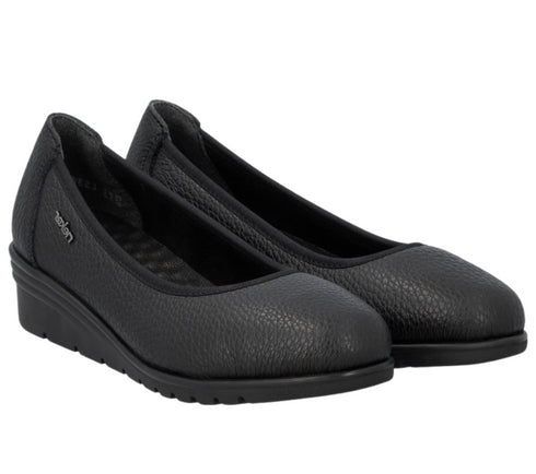 Balerini casual, femei, RIEKER ANTISTRESS, L5360-00 negru, piele naturala