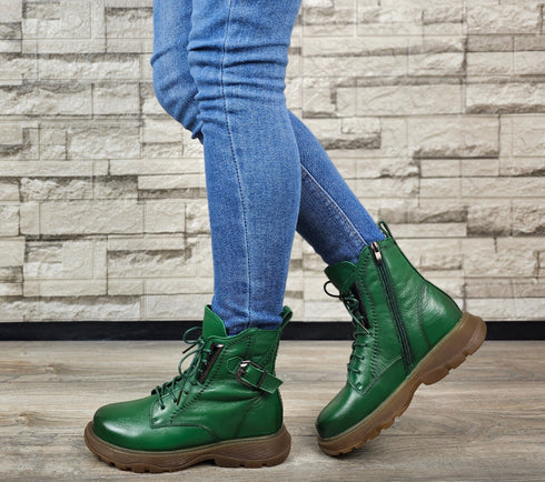 Ghete casual, dama, FORMAZIONE 1935, verde, piele naturala