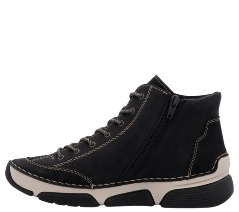 Ghete sport, dama, RIEKER, ANTISTRESS, 45906-00 negru, piele naturala