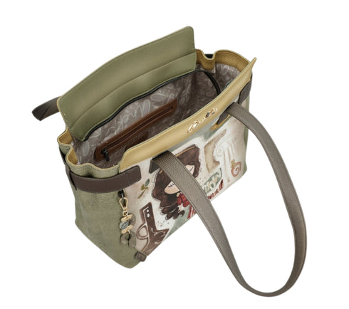 Poseta casual, dama, ANEKKE 42702-389, verde, piele ecologica