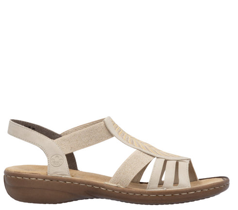 Sandale casual, dama, RIEKER, ANTISTRESS, 608C0-62 bej, piele ecologica