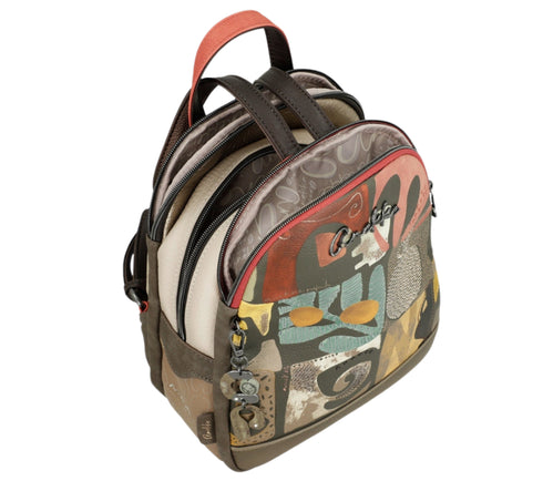 Rucsac casual, dama, ANEKKE 42715-044, bej, piele ecologica