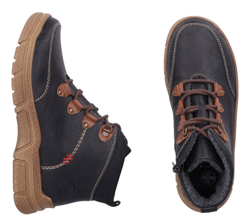 Ghete sport, dama, RIEKER, ANTISTRESS, 72313-00 negru, piele ecologica