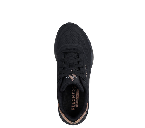 Pantofi sport, dama, SKECHERS UNO LITE - SHIMMER ALONG 177291-BBK negru, piele ecologica