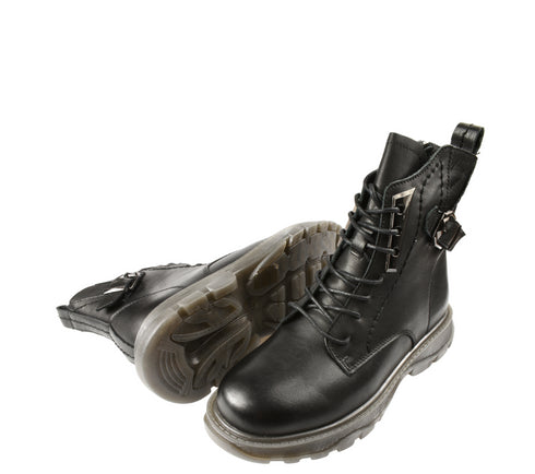 Ghete casual, dama, FORMAZIONE 1935, negru, piele naturala